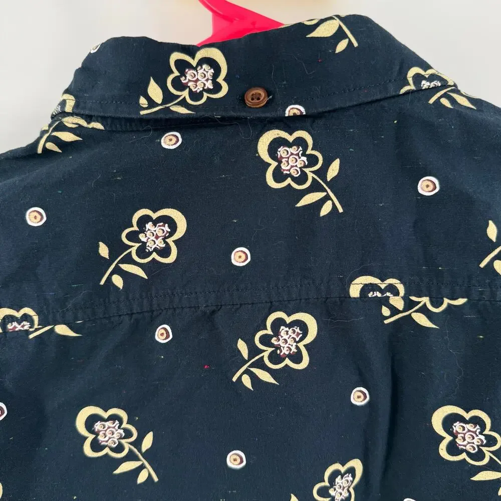 Ben Sherman Neps Shirt Small Floral Print Button Down Navy Cotton Short Sleeve - Picture 6 of 13